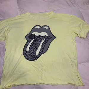 American Eagle Yellow Rolling Stones Top